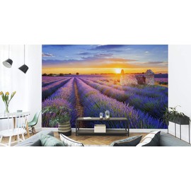 Muralo Photo Wallpaper Landscape 150 x 225 cm Non-Woven Wallpaper Lavender Field Sky Living Room Bedroom Modern Wall Pictures XXL Nature Panorama Wall Decoration