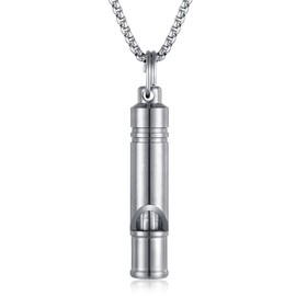 FOSIR - Collar con colgante de silbato de emergencia de titanio para hombres y mujeres