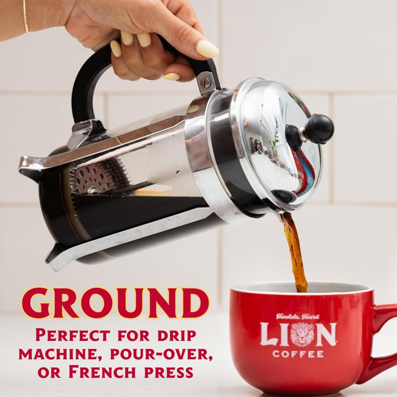 Lion Coffee Gold Roast Ground Coffee, Medium-Light Roast, A Taste