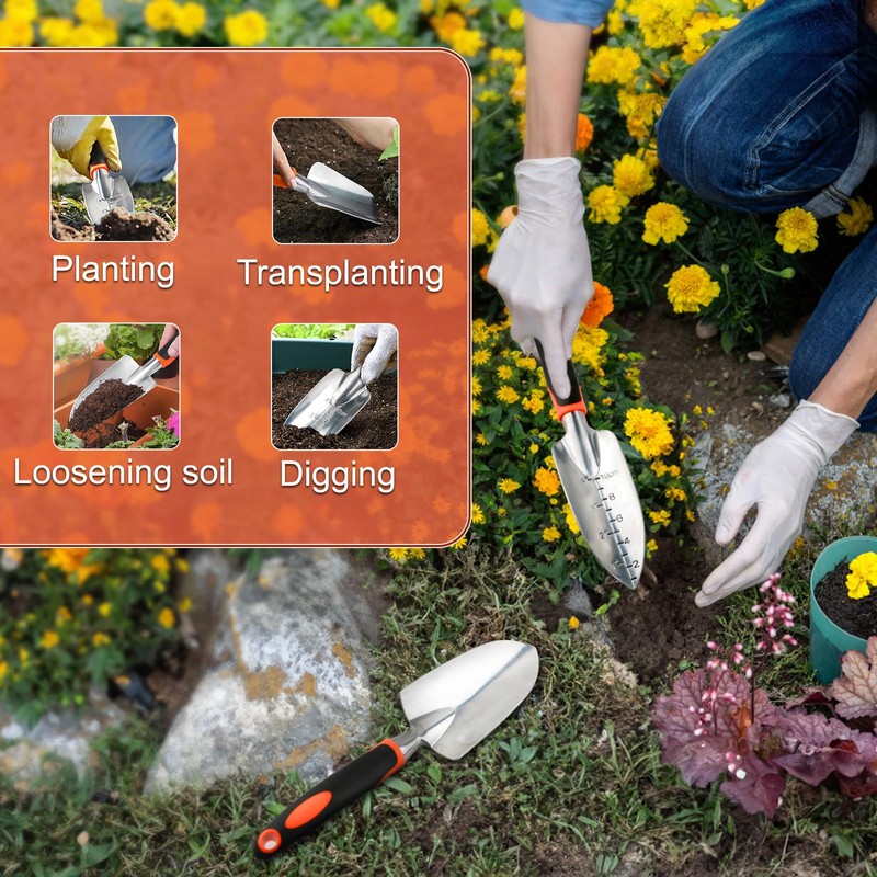 Garden Shovel Trowel Garden Tool Set, 2 Pack Heavy Duty