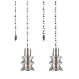 Aspen Creative Satin Nickel 20514-22, 12" Ceiling Fan Beaded Solid Steel Decorative Pull Chain Finish, 2 Pack