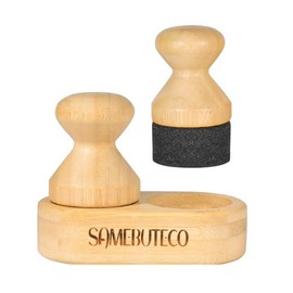 SAMEBUTECO Cutting Board Oil Wax Applicator for Food Grade Mineral Oil Board Natural Bamboo Applicator 2 Packs & 1 x Bamboo Holder Set for Wooden Cutting Boards，Spatula，Spoons and Kitchen Utensils