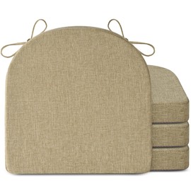 MineCozy Chair Cushions for Dining Chairs 4 Pack Indoor Seat Cushions with Ties and Washable Cover Non Slip Seat Pad for Kitchen Dining Room 16"X16"X2",Beige