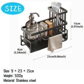 VNNOPG Sink Organiser with Drain Pan Sink Caddy Organiser Dish Cloth Holder Utensils Basket for Kitchen & Bathroom