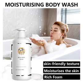 JunKuJK Milk Body Wash 500ml,Mostiurizing Milk Lotion,Gentle Smoothing Bodywash,Foaming Bath Body Cleanser for Women and Men