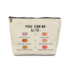 EVER-GOING TUNE “You Can Be Both” Inspirational Makeup Bag, Self - Love Gifts, Empowerment Cosmetic Pouch, For Women Sister Girl Western Lovers Birthday Christmas Friendship Travel Toiletry Bag.