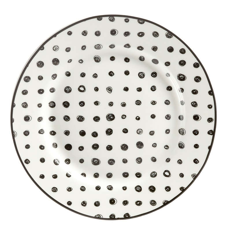 H2K Dinnerware Dinnerset 12PC Black White Sketch