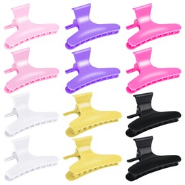 BAHABY Hair Clips for Styling Sectioning 12 Pack Butterfly Clamps Hair Claw Clips Pro Salon Hair Clips for Styling, Sectioning, Cutting and Coloring, 6 Colors