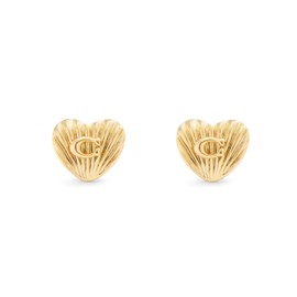 COACH Women's Signature Textured Heart Stud Earrings