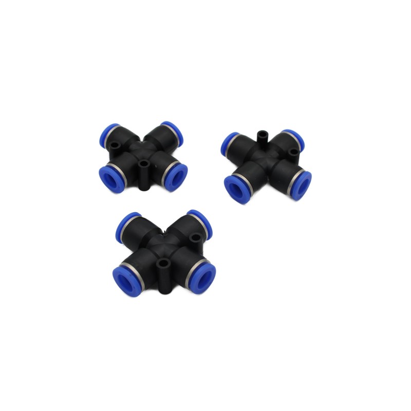 Cross Connector X-Hose Connector for Pneumatic Hose 10 mm, 4-Way