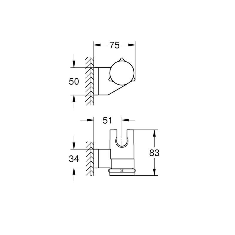 GROHE Vitalio 261832431 Hand Shower Holder (Adjustable, for Gluing or