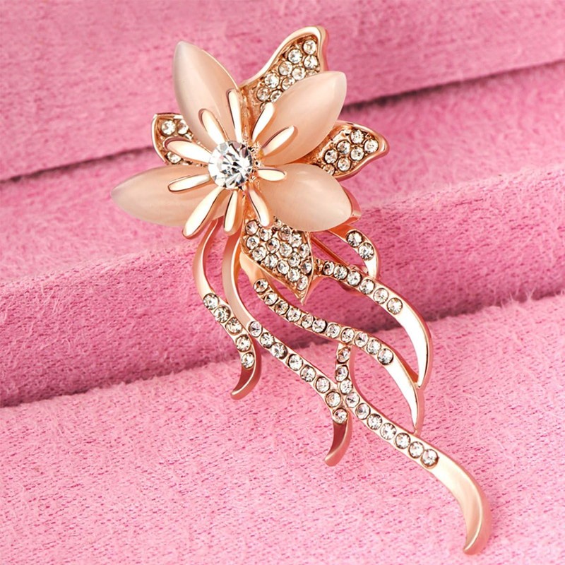 Mecool Created Cats Eye Brooch for Women Classy Bouquet Bridal