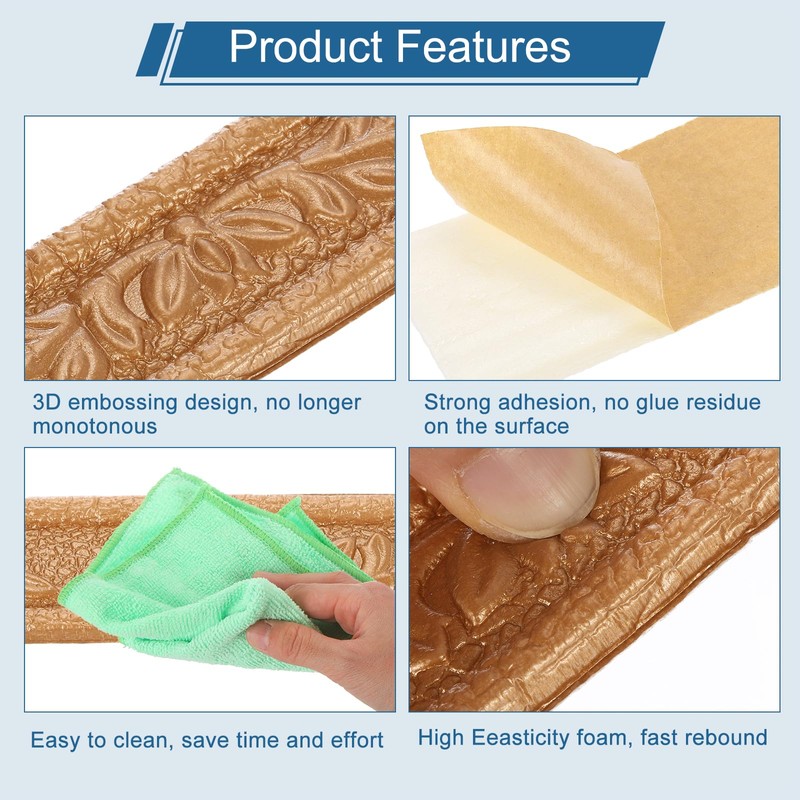 HARFINGTON 3D Wall Edging Self-Adhesive 90"x1.57" Flexible Peel and Stick
