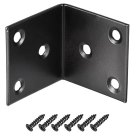 TA-VIGOR Heavy Duty L Brackets 40 x 400 x 50mm Black Stainless Steel Corner Braces 90 Degree Brackets with Screws Metal Support Plates for Shelves Furniture Pack of 8