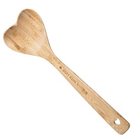 Bamboo Heart Shaped Spoon, 12 Inch Heart Spoon Measuring Spoons Kitchenware Tea Spoons for Tea Party Cooking Cooks Hostesses Mom Grandma Wife Weddings House (Wood Color)