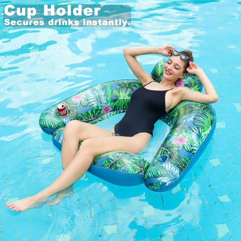 FindUWill 2 Pack Large Pool Chair Floats, Inflatable Pool Floats