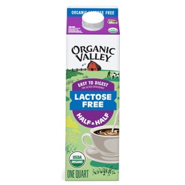 Organic Valley Mitad y mitad sin lactosa  Orgnico, criado en pasto, sin OMG  32 oz (cuarto de galn) - Producto Original de Alta Calidad, Entrega Rápid