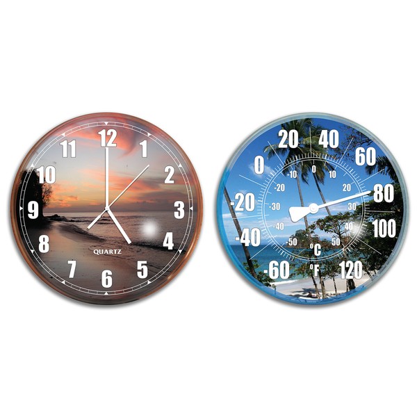 SWIMLINE HYDROTOOLS Poolside Wall Clock and Thermometer Combo Set
