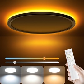 AmazeFan 12 Inch LED Ceiling Light Dimmable - 24W 2400LM Modern Ceiling Lamp with Remote Control - 6W Night Light Warm - LED Flush Mount Ceiling Lights for Bedroom Kitchen Living Room Round (White)