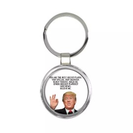 HOCKEY PLAYER Gift Funny Trump : Keychain Best Hockey Birthday Christmas