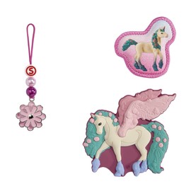 Step by Step Magic MAGS Schleich bayala® Flower Pegasus, Pink, 3 Pieces, 2 Magnetic Appliques and 1 Pendant, as Supplement, for 1st to 4th Class, Flower Pegasus - Pink, bohemian