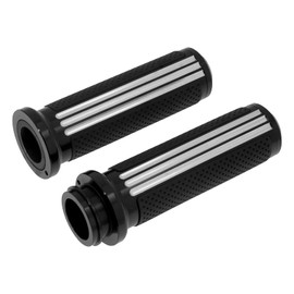 HDBUBALUS 1" Electronic Throttle Defiance Handlebar Grips 25mm Hand Grips Fit for Harley Touring Street Glide Road King Road Glide Electra Glide (#2 Black&Chrome)