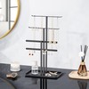 Jewelry Stand Organizer Black - 37CM Tall Sturdy Metal, 3-Tier