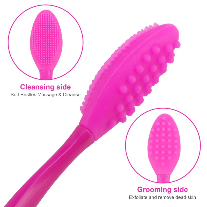Lip Scrub Brush,Double-Sided Silicone Exfoliating Lip Brush Tool for Smoother