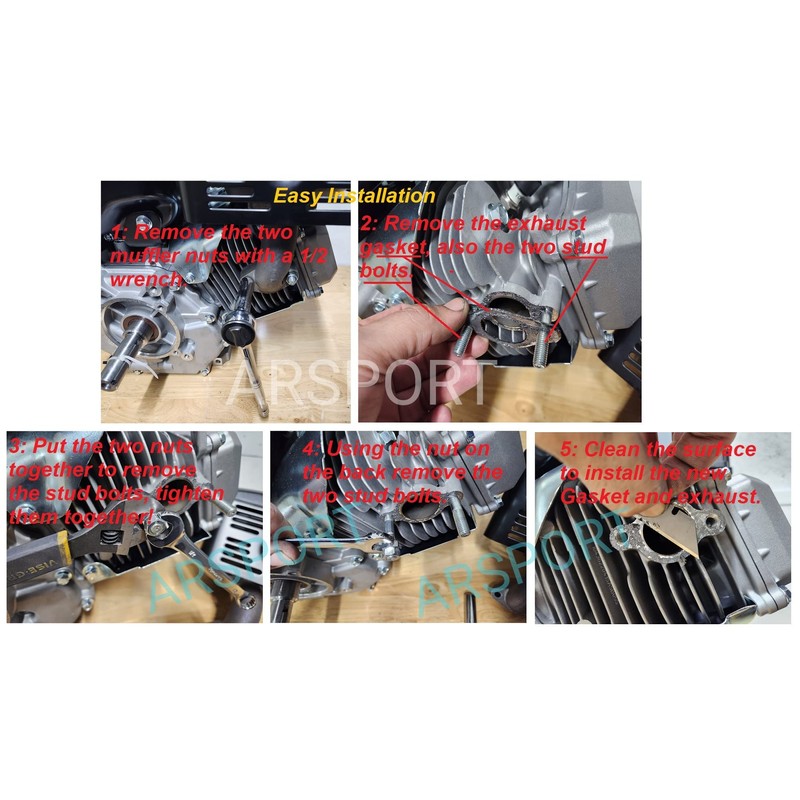 ARSPORT Exhaust Header pipe Compatible with: Predator Max 459, Duroma