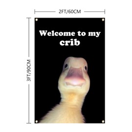 Welcome to My Crib Flag Funny Tapestry Black 2x3Ft Meme Banner Wall Hanging Tapestries for College Dorm Room Man Cave Parties Decoration