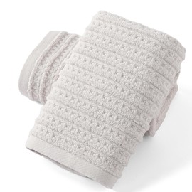 sense gnosis Light Grey Super Soft Waffle Hand Towel 100% Cotton with Terry Striped Pattern Ultra Absorbent Hand Towel for Bathroom 13 x 29 Inch, 2 Pack