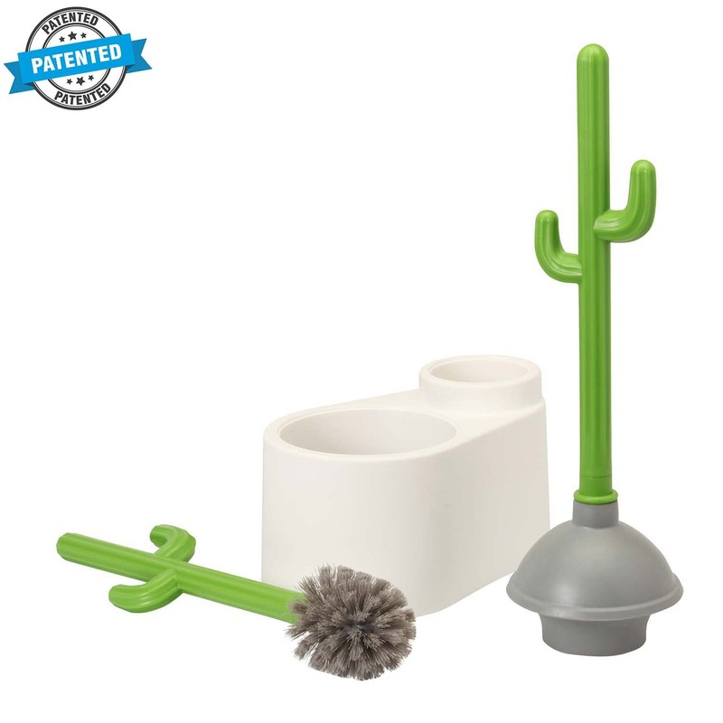 ALLOBUB Cactus Toilet Plunger and Brush Set for Bathroom Cleaning