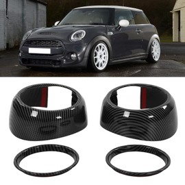 Fuerdich Door Speaker Cover Trim, Carbon Fibre Style ABS Speaker Cover Trim, Automotive Accessories, Carbon Fiber Style for Cooper Hatchback F55 F56 F57 2014-2021 (4-Piece Set)