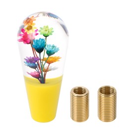 HOPESPANNER Flower Shift Knob Universal Gear Shift Knob Acrylic Stick Shift Lever Knob for Automatic and Manual Car with 2 Adapters Clear Yellow 1 Set