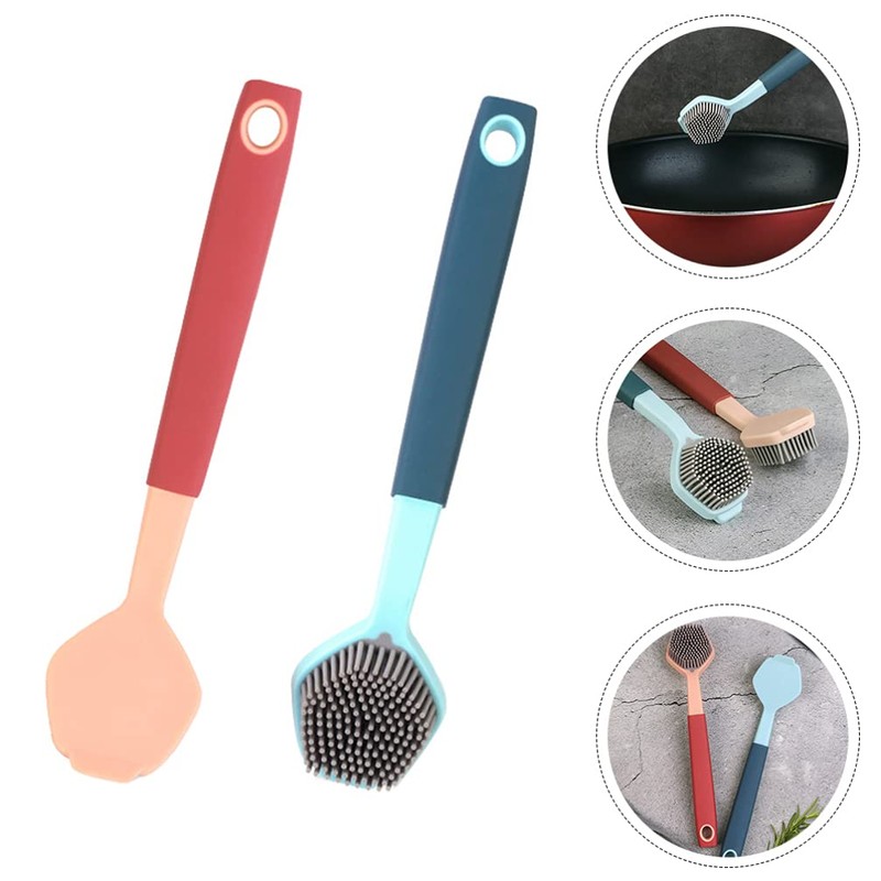 HEMOTON Silicone Dish Brush 2pcs Silicone Pot Cleaning Brushes Dish