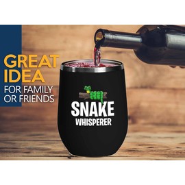 Snake Lovers Black Edition Wine Tumbler 12oz - Snake whisperer - Exotic Tropical Pet Reptiles Lizard Snake Turtle Geckos Tortoise Breeder Camouflage