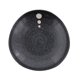 Tableware sn-010-02 Japanese Tableware, Polka Dot, Triangular 8-Inch Platter, Dot Monotone Series, Black