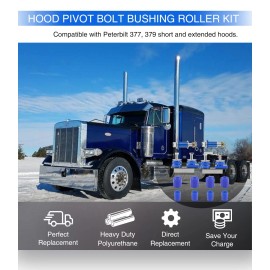 Unbranded Engine Hood Hinge Pivot Bolt Kit Hood Roller Bushings For Peterbilt 379 377