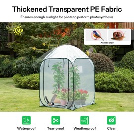 VIVOSUN VIVOSUN 39x39x63-Inch Portable Walk-in Greenhouse, with PVC Cover & Detachable Base, Instant Pop-up and Folding, Mini Greenhouse with Roll-Up Door & Mesh Window for Indoor Outdoor, Wind Ropes Included