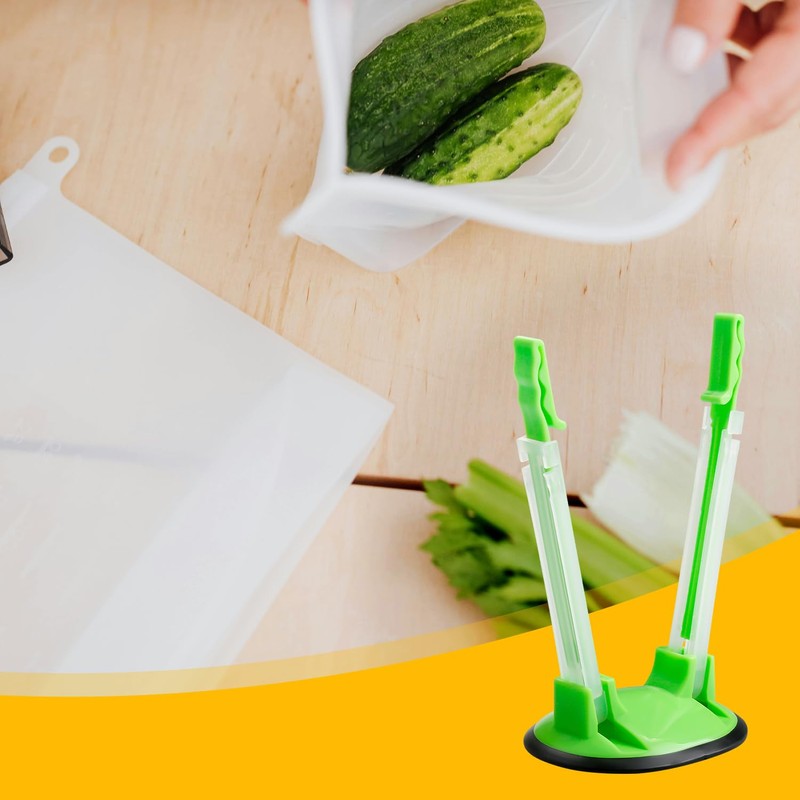 Bojueshaw 2pcs Sandwich Bag Stand Holders,Adjustable Baggy Rack,Plastic Freezer Bag
