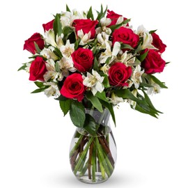 BENCHMARK BOUQUETS – Signature Roses Bouquet, Prime Delivery, Free Vase, Farm Direct Fresh Flowers, Gift for Anniversary, Birthday, Congratulations, Get Well, Home Décor, Sympathy, Thank You.