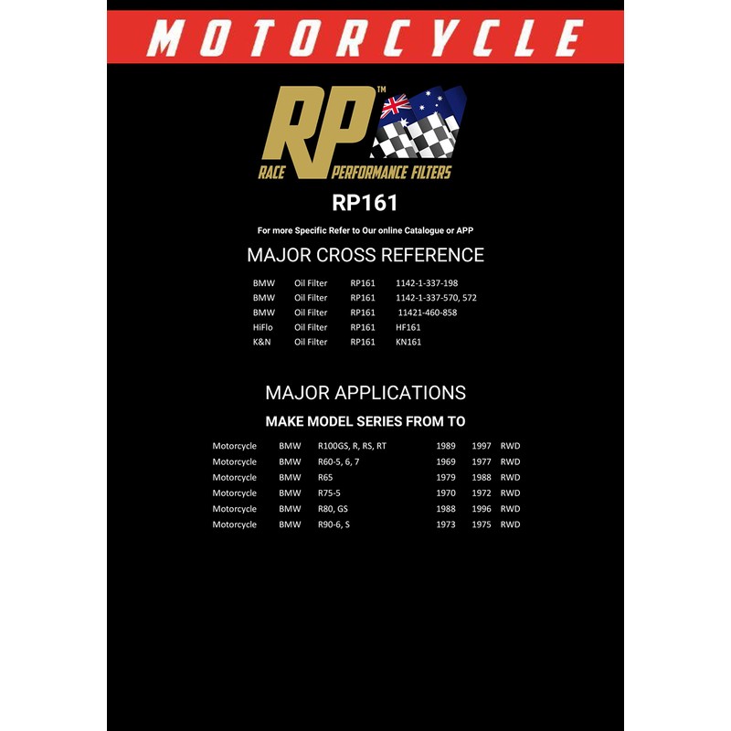 RP Filters RP161 Motorcycle Oil Filter