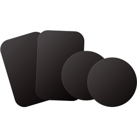 Mount Metal Plate with Adhesive for Magnetic Cradle-Less Mount by WixGear - X4 Pack 2 Rectangle and 2 Round (Compatible with Magnetic mounts) (Black)