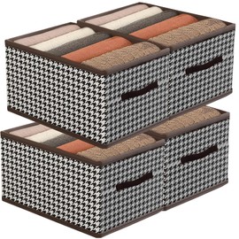 4 Caja de Almacenamiento con Asa, Organizador de Ropa Plegable, Cajas Organizadoras con Tapa, 40X27X20cm, Almacenamiento Closet para Dormitorio,...   
