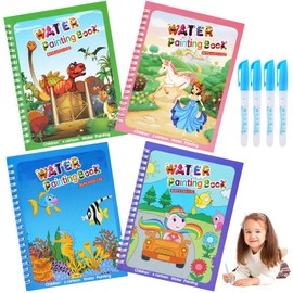 BelleStyle Magic Water Colouring Books, 4 Pieces Mess Free Water Painting Books for Children with 4 Water Pens, Animal Drawing Doodle Book Toddler Educational Toys for 3 4 5+ Year Old Kids Boys Girls
