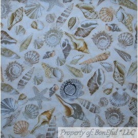 Dear Stella BonEFul Fabric FQ Cotton Quilt White Natural Organic Seashell Star*Fish Sand Dot