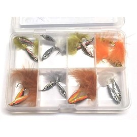 BestCity Fly Fishing Flies EPOXY MINNOWS 16 Flies for trout supplied with FREE clip shut fly box #340,