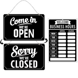 Open Closed Signs Business Hours Sign Set for Window Door Open Signs for Business Hour Closed Open Flip Sign Store Resturant Bar Black