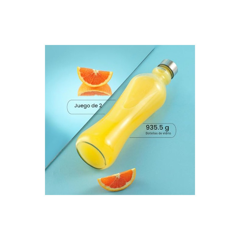 JoyJolt - Juego de 2 botellas de agua de vidrio,