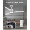52 inch Ceiling Fans with Lights and Remote, Brushed Nickel